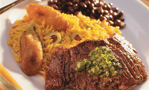 image of Argentinean Steaks and Yellow Rice With Plantains recipe