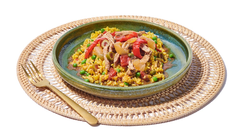 Latin-style pork with yellow rice