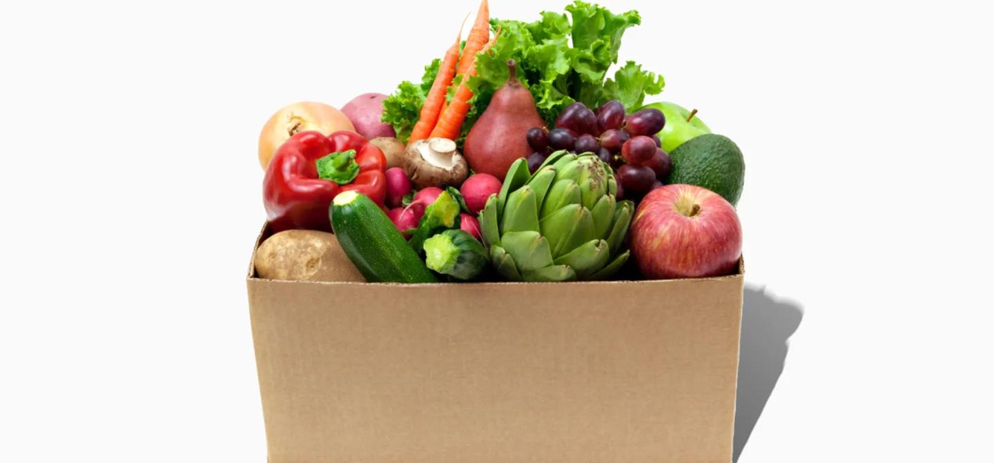 box of fresh fruits and vegetables