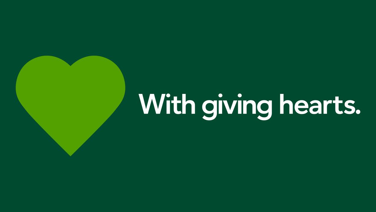 With giving hearts.
