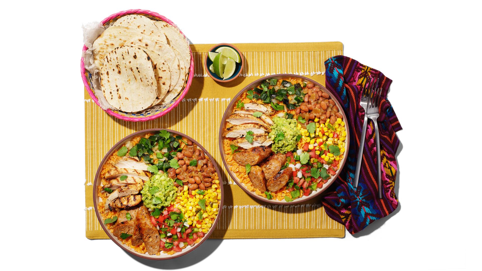 Mexican-Style Grilled Chipotle-Lime Chicken and Chorizo Bowls