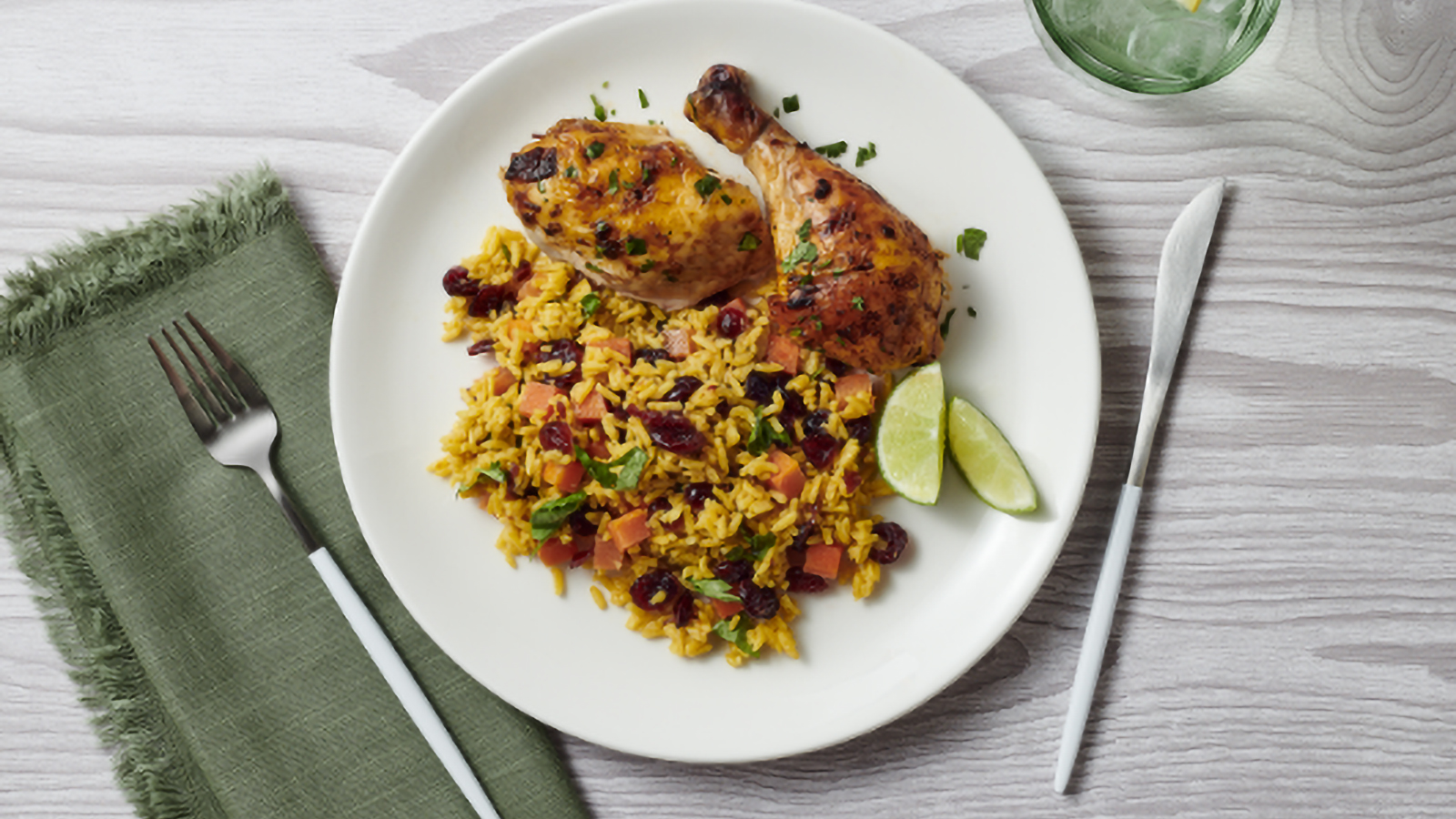 Whole Roasted Chicken with Adobo, Lime, and Cilantro & Vegetable Yellow Rice