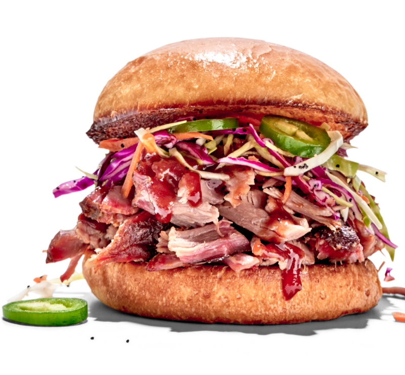 pulled pork sandwich with jalapenos