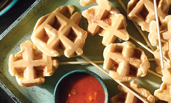 Waffle Pops with dipping sauce