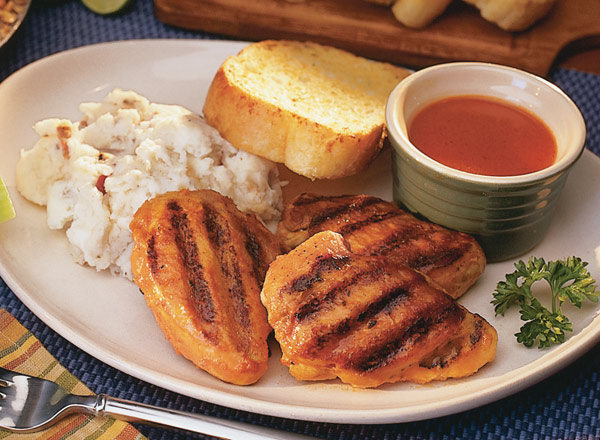 Buffalo Grilled Chicken with Blue Cheese Spuds