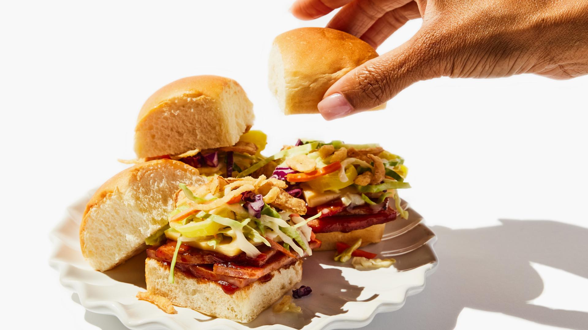 Barbecue Ham Sliders with Slaw