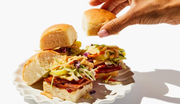 Barbecue Ham Sliders with Slaw