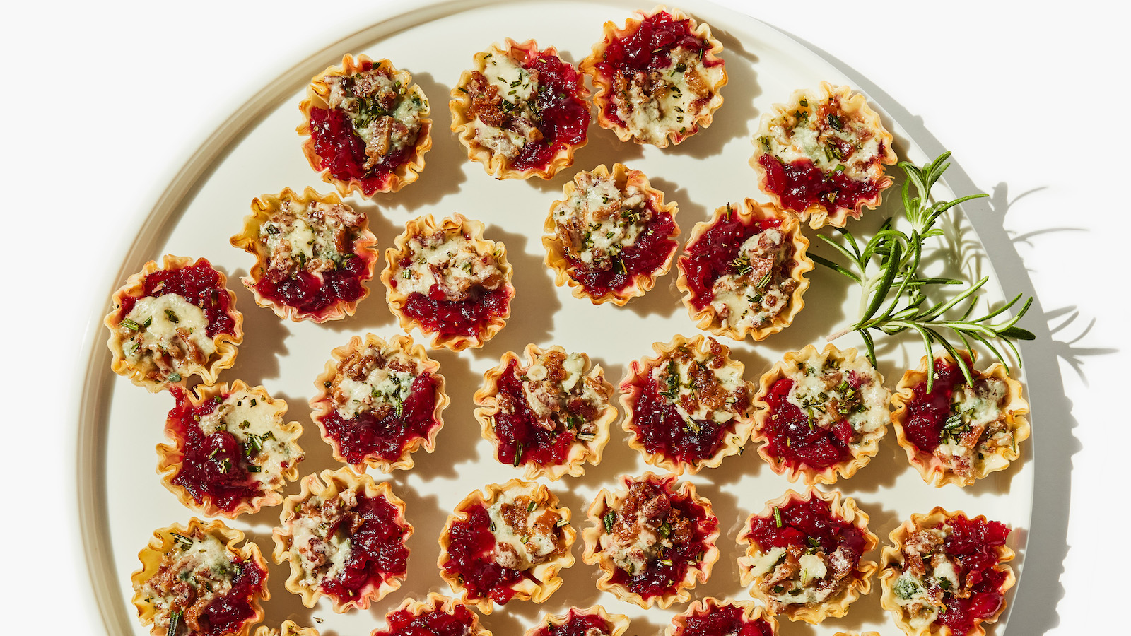 Cranberry, Gorgonzola, and Bacon Phyllo Cups